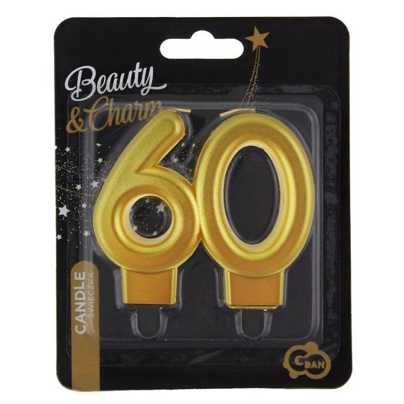 Arany 60-as Gold tortagyertya, számgyertya