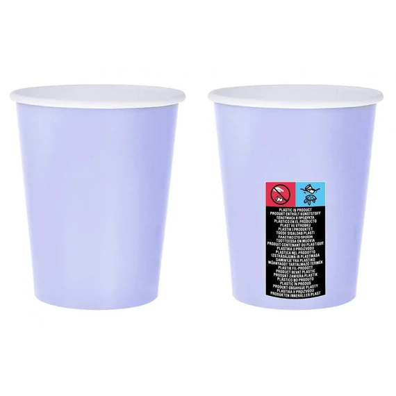 Lila Solid Lavender papír pohár 14 db-os 270 ml