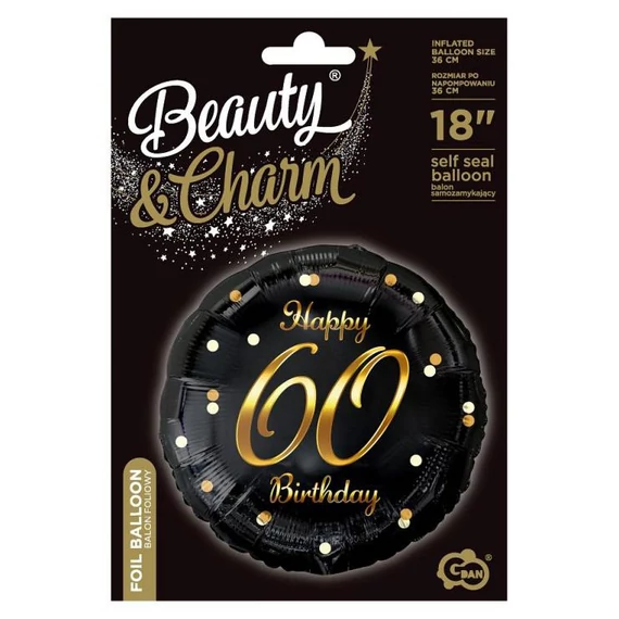 Happy Birthday 60 B&C Gold fólia lufi 36 cm