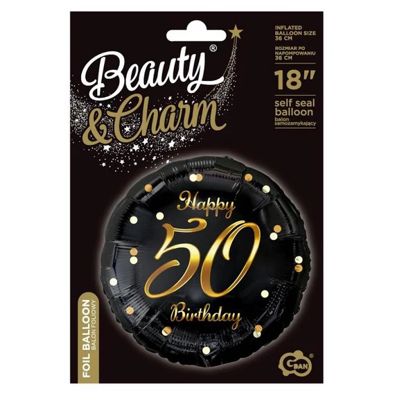 Happy Birthday 50 B&C Gold fólia lufi 36 cm