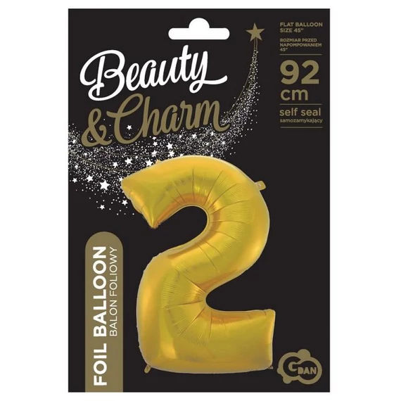 Arany 2-es Gold Mat szám fólia lufi 92 cm