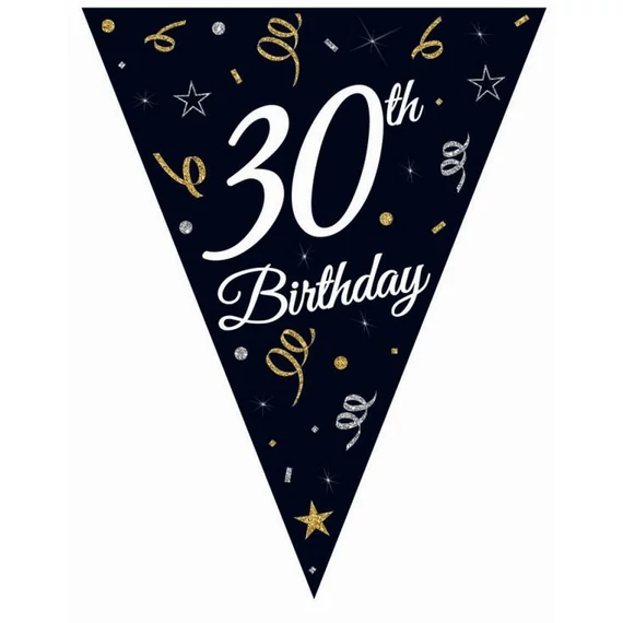 Happy Birthday 30 B&C zászlófüzér 270 cm
