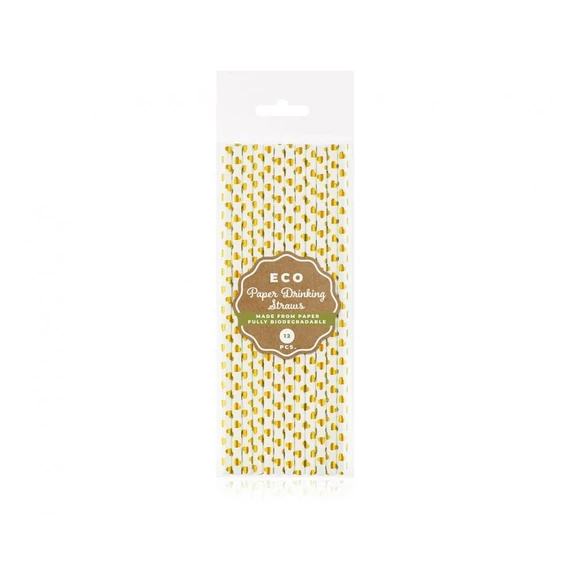 Arany szív Gold Heart papír szívószál 12 db-os