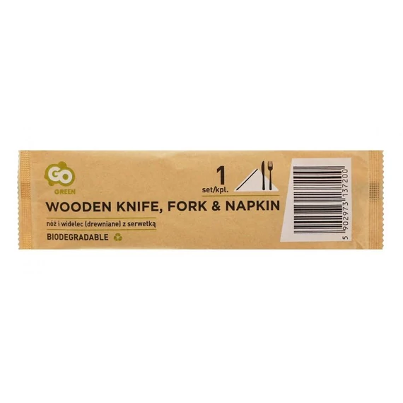 Fa Wooden villa és kés szalvétával