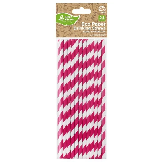 Magenta papír szívószál 24 db-os