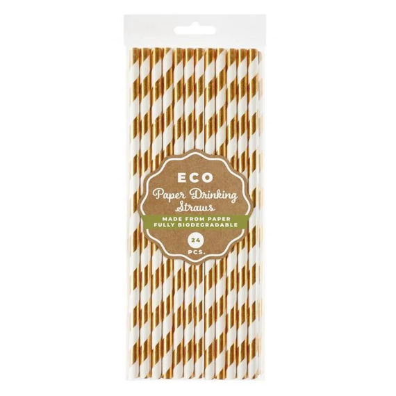 Rose Gold papír szívószál 24 db-os