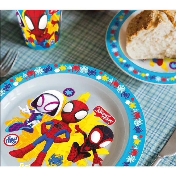 Pókember Spidey étkészlet, micro műanyag szett, pohárral 260 ml