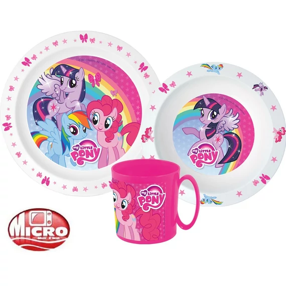 Én kicsi pónim Pink étkészlet, micro műanyag szett bögrével 350 ml