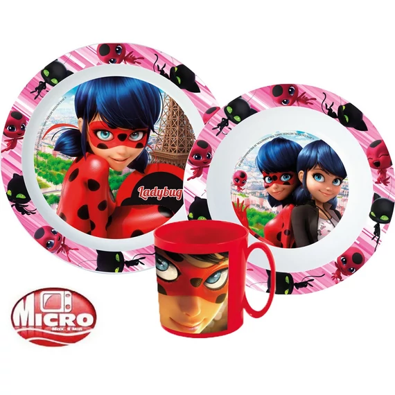 Katicabogár és Fekete macska kalandjai Heroes étkészlet, micro műanyag szett bögrével 350 ml