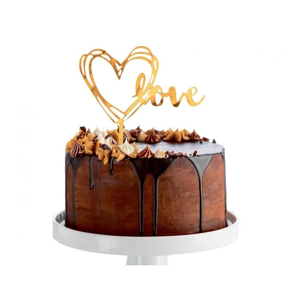 Arany szív Gold torta dekoráció 13 cm