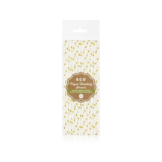 Arany Gold Stars papír szívószál 12 db-os