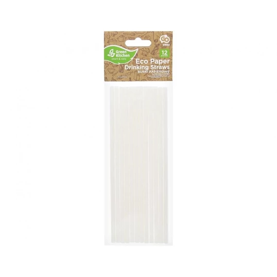 Fehér White papír szívószál 12 db-os