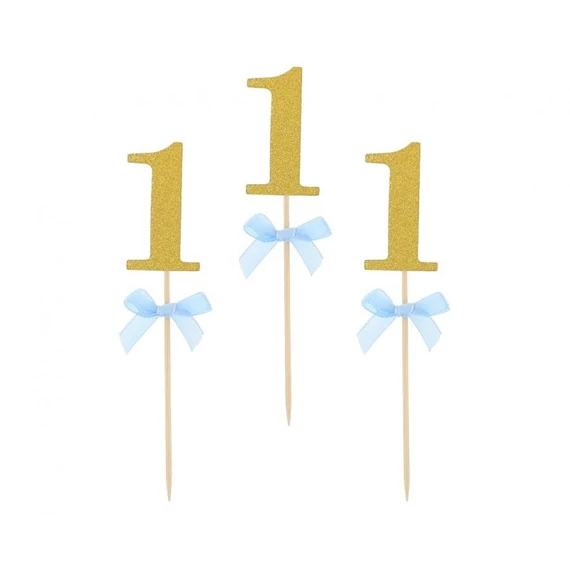 Kék 1st Birthday díszítő pálca 10 db-os