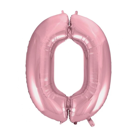 Rózsaszín Light Pink 0-ás szám fólia lufi 92 cm