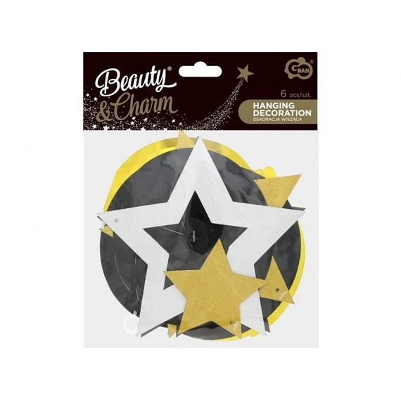 Csillag Glitter Stars szalag dekoráció 6 db-os szett
