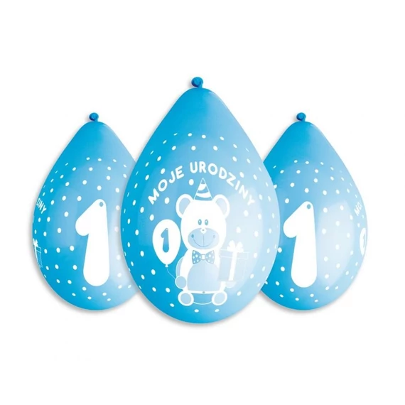 Első születésnap Blue függő léggömb, lufi 5 db-os 12 inch (30 cm)