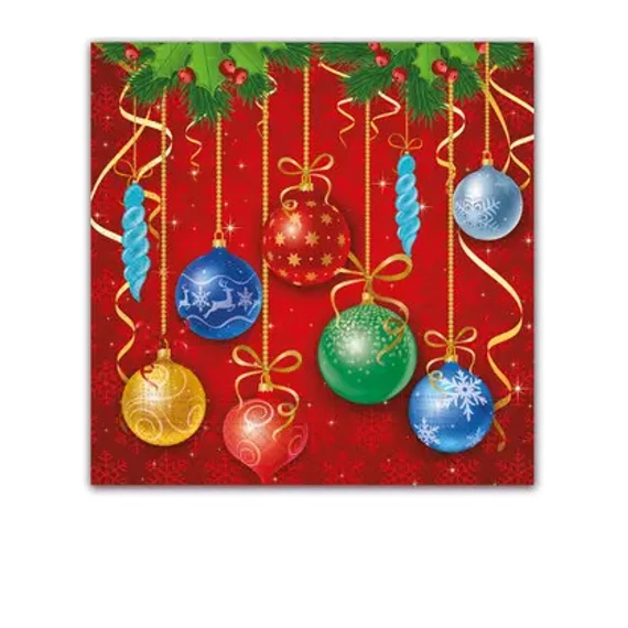 Karácsonyi Sparkling Balls szalvéta 20 db-os 33x33 cm