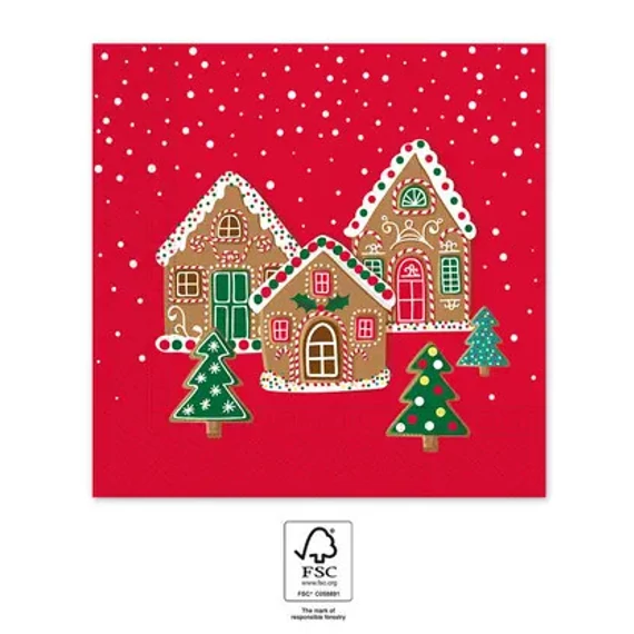 Karácsonyi Gingerhouses szalvéta 20 db-os 33x33 cm FSC