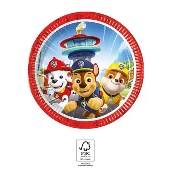 Mancs Őrjárat Rescue Heroes papírtányér 8 db-os 20 cm FSC