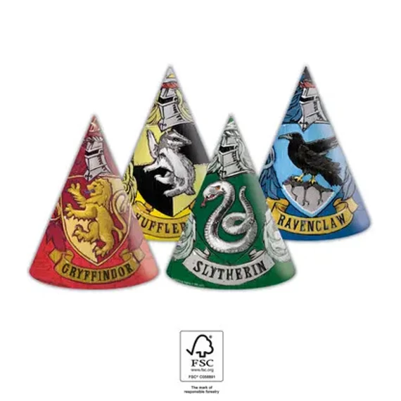 Harry Potter Hogwarts Houses parti kalap, csákó 6 db-os FSC