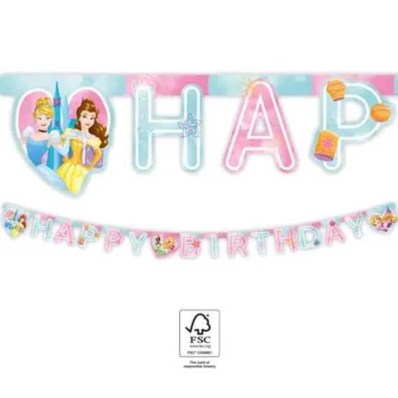 Disney Hercegnők Live Your Story Happy Birthday felirat FSC 2 m