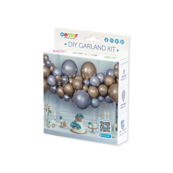 Színes Silver-Gold léggömb, lufi girland szett 65 db-os