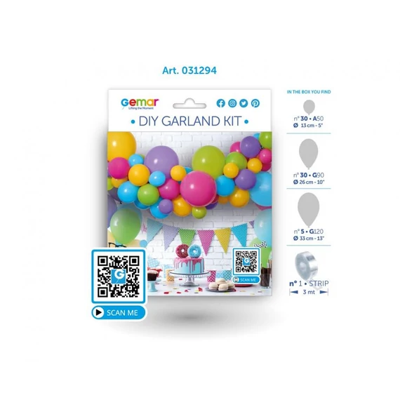 Színes Colorful léggömb, lufi girland szett 65 db-os