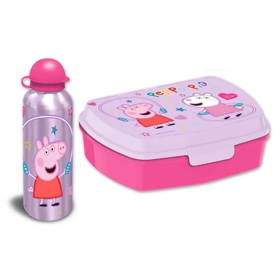 Peppa malac Jump Rope szendvicsdoboz + alumínium kulacs szett