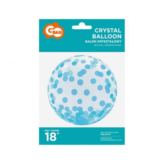 Blue Dots Aqua gömb fólia lufi 46 cm