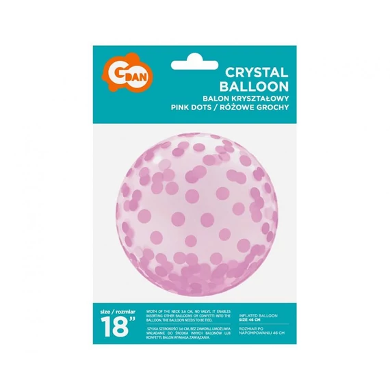 Pink Dots Aqua gömb fólia lufi 46 cm