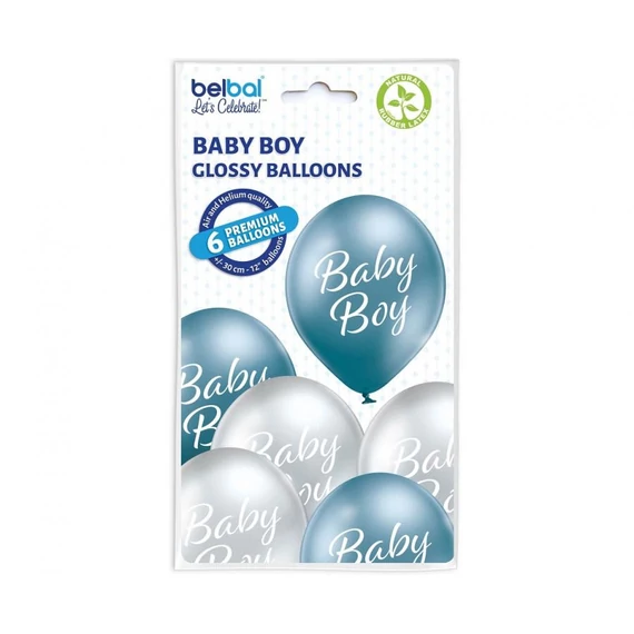 Baby Boy léggömb, lufi 6 db-os 12 inch (30cm)