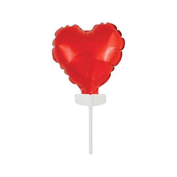 Piros szív Red  fólia lufi tortára 8 cm