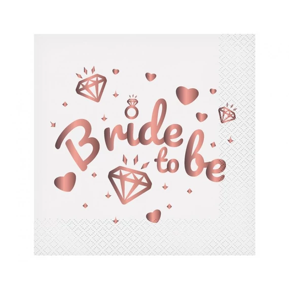 Lánybúcsú Bride To Be White szalvéta 20 db-os 33x33 cm