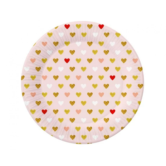 Szerelem XOXO Pink papírtányér 6 db-os 18 cm
