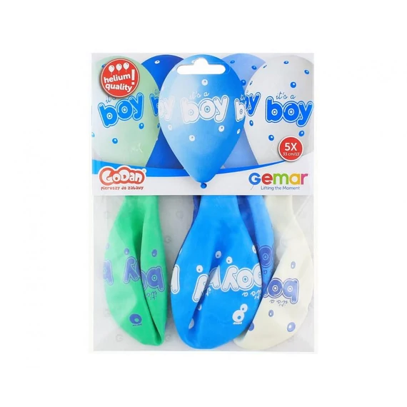 It's a Boy Blue léggömb, lufi 5 db-os 13 inch (33 cm)