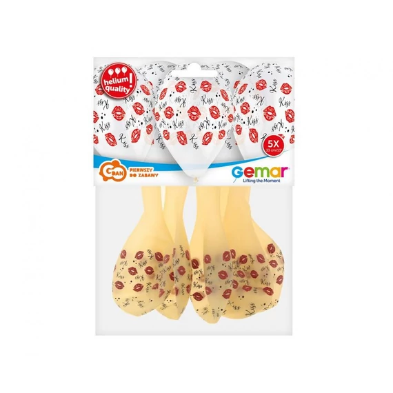 Csók Red léggömb, lufi 5 db-os 13 inch (33cm)