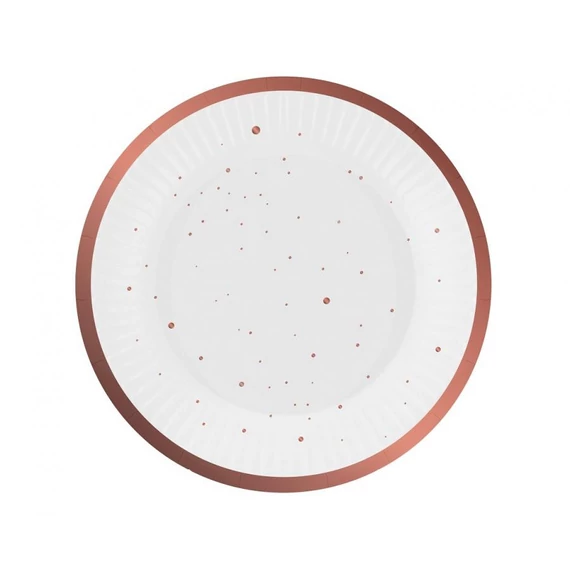 Rózsaszín Rose Gold Celebrate papírtányér 6 db-os 18 cm