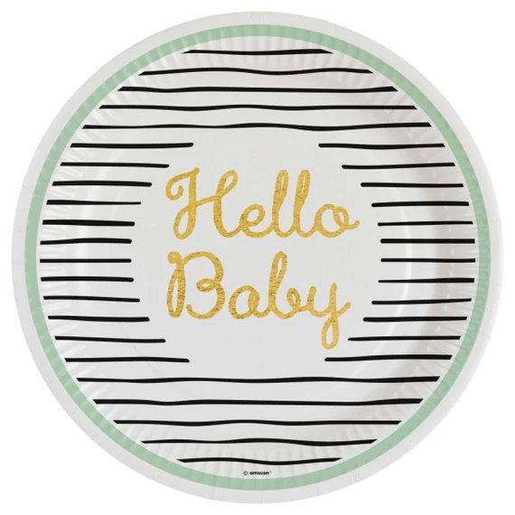 Hello Baby Gold papírtányér 8 db-os 23 cm