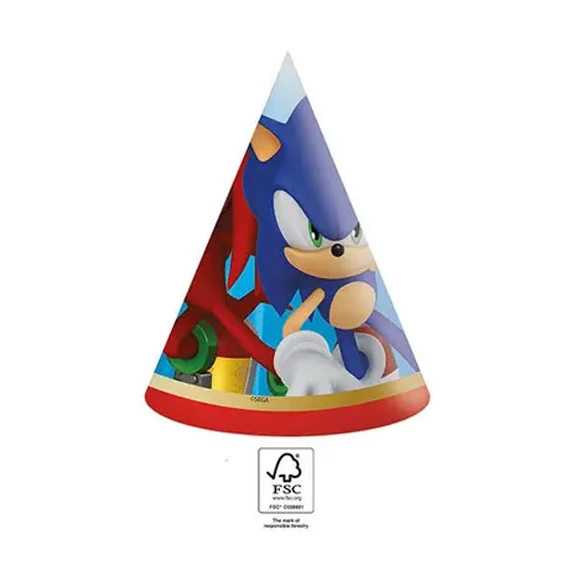 Sonic a sündisznó Sega parti kalap, csákó 6 db-os FSC