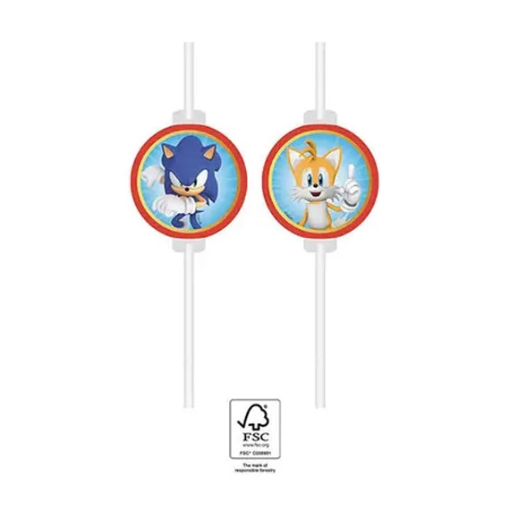 Sonic a sündisznó Sega papír szívószál, 4 db-os szett FSC