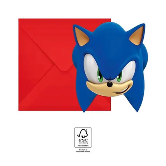 Sonic a sündisznó Sega party meghívó 6 db-os FSC