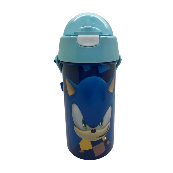 Sonic a sündisznó Speed műanyag szívószálas kulacs akasztóval 500 ml