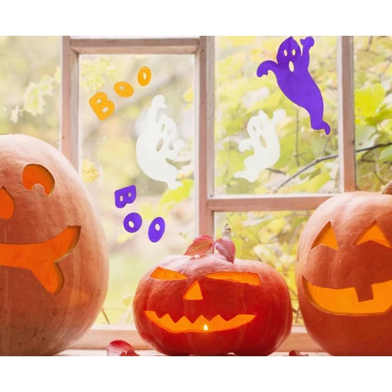 Halloween Boo zselés ablak matrica szett