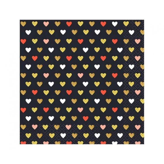 Szerelem XOXO Black szalvéta 20 db-os 33x33 cm