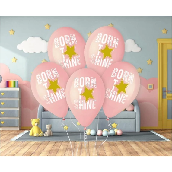 Born to Shine Pink léggömb, lufi 5 db-os 13 inch (33 cm)