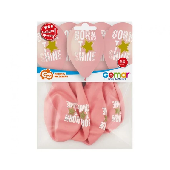 Born to Shine Pink léggömb, lufi 5 db-os 13 inch (33 cm)