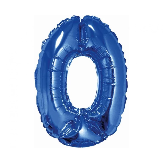 Kék Blue 0-ás mini szám fólia lufi 35 cm