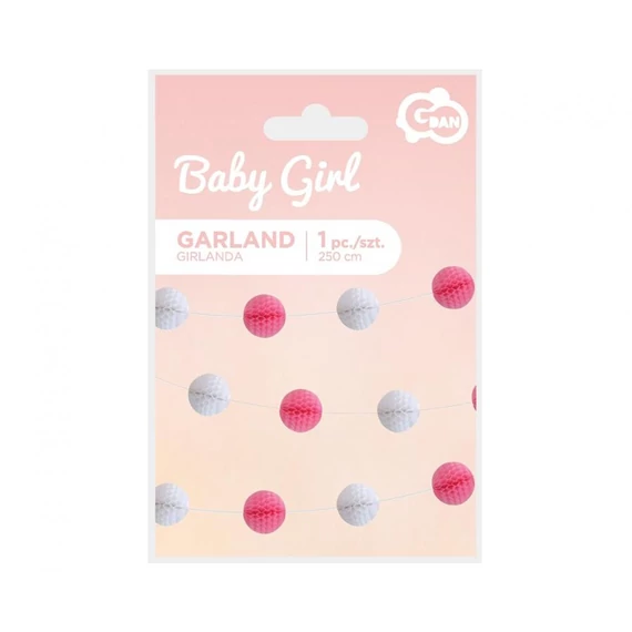Baby Girl papír pom pom girland 250 cm