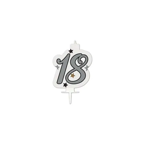 Happy Birthday Silver Milestone tortagyertya, számgyertya 18-as