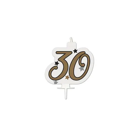 Happy Birthday Gold Milestone tortagyertya, számgyertya 30-as